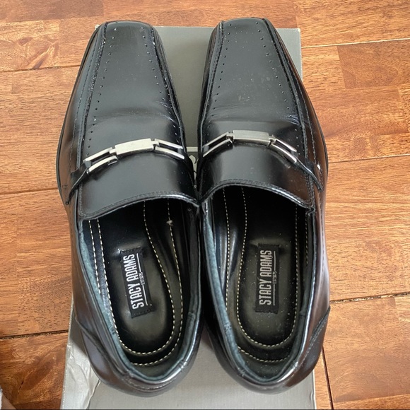 Stacy Adams Mens Cade Bike Toe Slip On Black Dress Shoes 7 - Picture 9 of 10